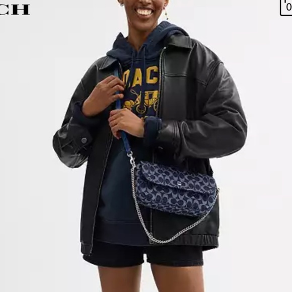 Authentic Coach Brook Flap Chain bag in signature denim
